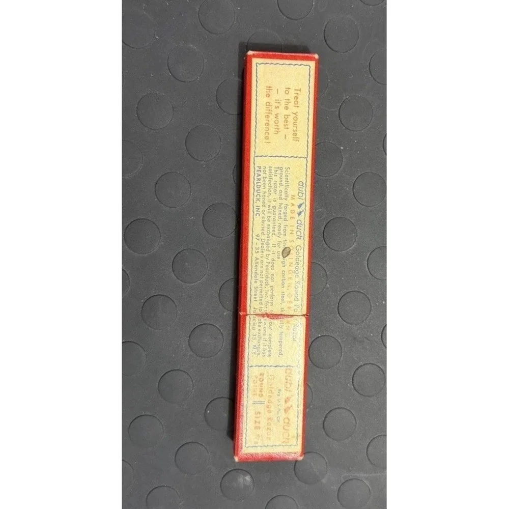 Dubi Duck Round Point Straight Razor Vintage Goldedge 5/8 In Original Box Mint